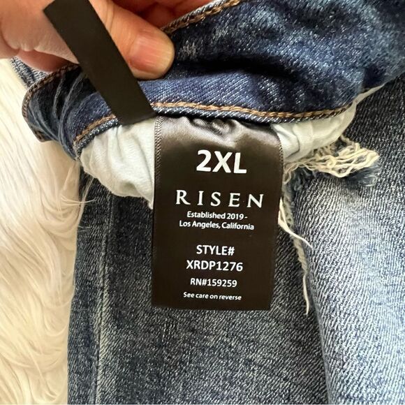 NWT Risen Jeans High Rise Distressed Skinny Blue Denim Size 2XL Crop - Picture 8 of 8